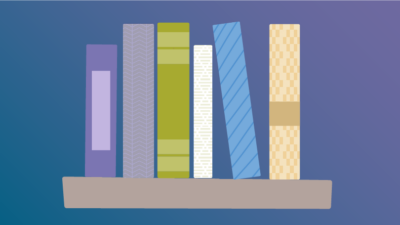 illustration of books on a shelf