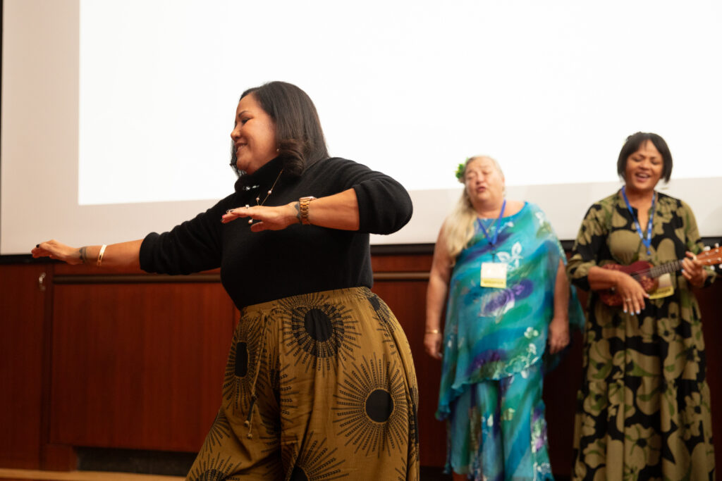 Members of Native Hawaiian Philanthropy performing traditional hula as part of AAPIP and NAP's birthday celebration.