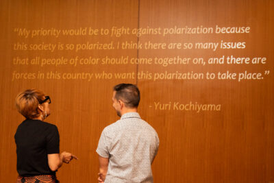 Enjoying the Yuri Kochiyama archive exhibit.